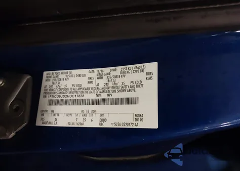 2017 Ford Escape Titanium z USA, uszkodzony, nr VIN 1FMCU9JD2HUC17878